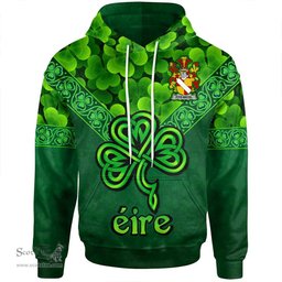 ScotsTee Shop Irish Fitz-Nicol Coat of Arms Irish Hoodie Ireland Shamrock Triangle Style