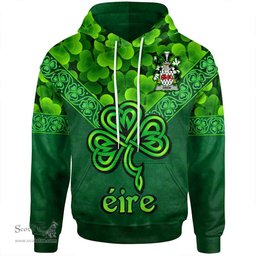 ScotsTee Shop Irish Drew Coat of Arms Irish Hoodie Ireland Shamrock Triangle Style
