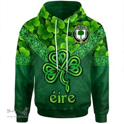 ScotsTee Shop Irish House of O'CONNOR (Don) Coat of Arms Irish Hoodie Ireland Shamrock Triangle Style