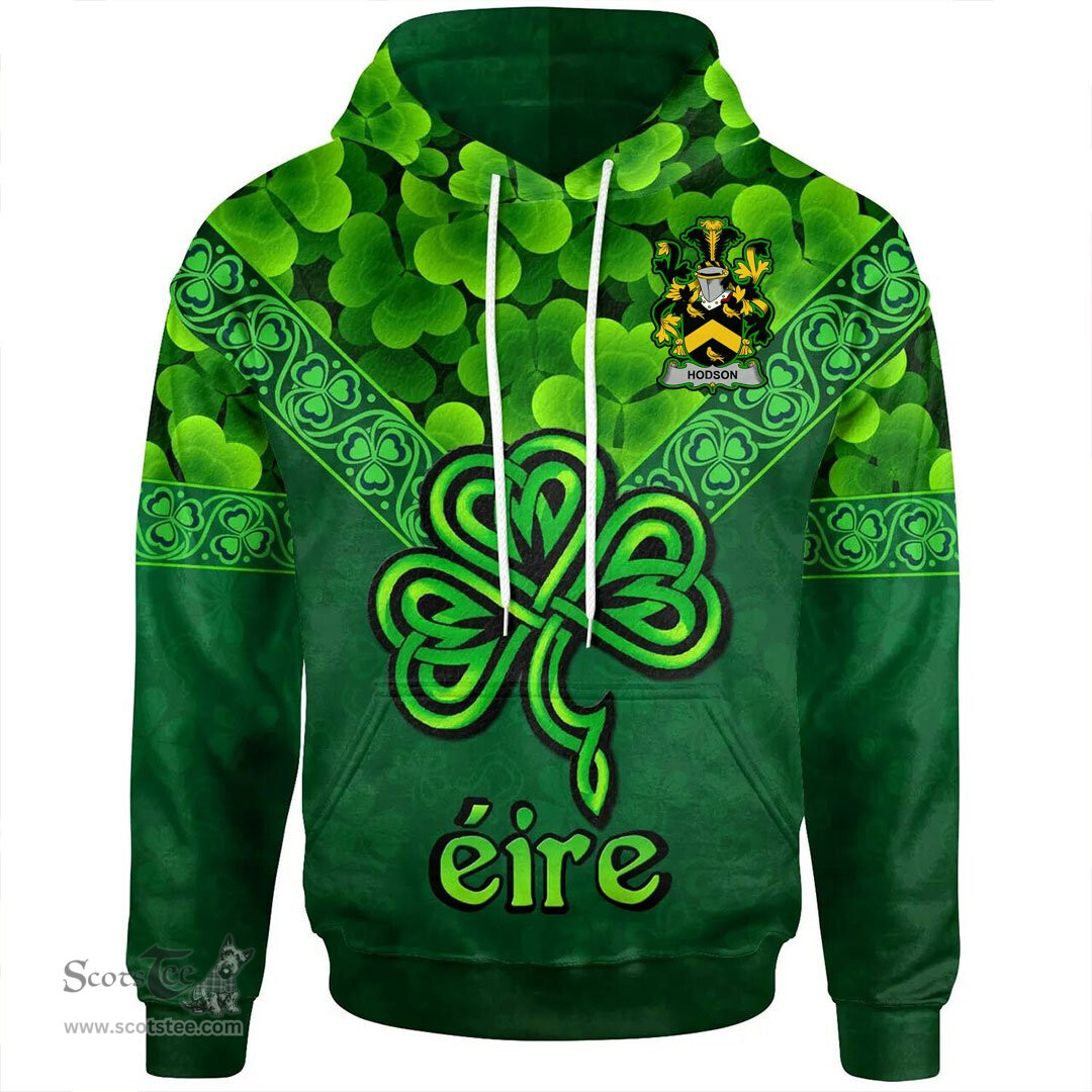 ScotsTee Shop Irish Hodson Coat of Arms Irish Hoodie Ireland Shamrock Triangle Style