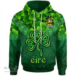 ScotsTee Shop Irish Harty or O'Haherty Coat of Arms Irish Hoodie Ireland Shamrock Triangle Style