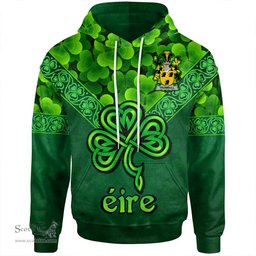 ScotsTee Shop Irish Trumbull or Turnbull Coat of Arms Irish Hoodie Ireland Shamrock Triangle Style