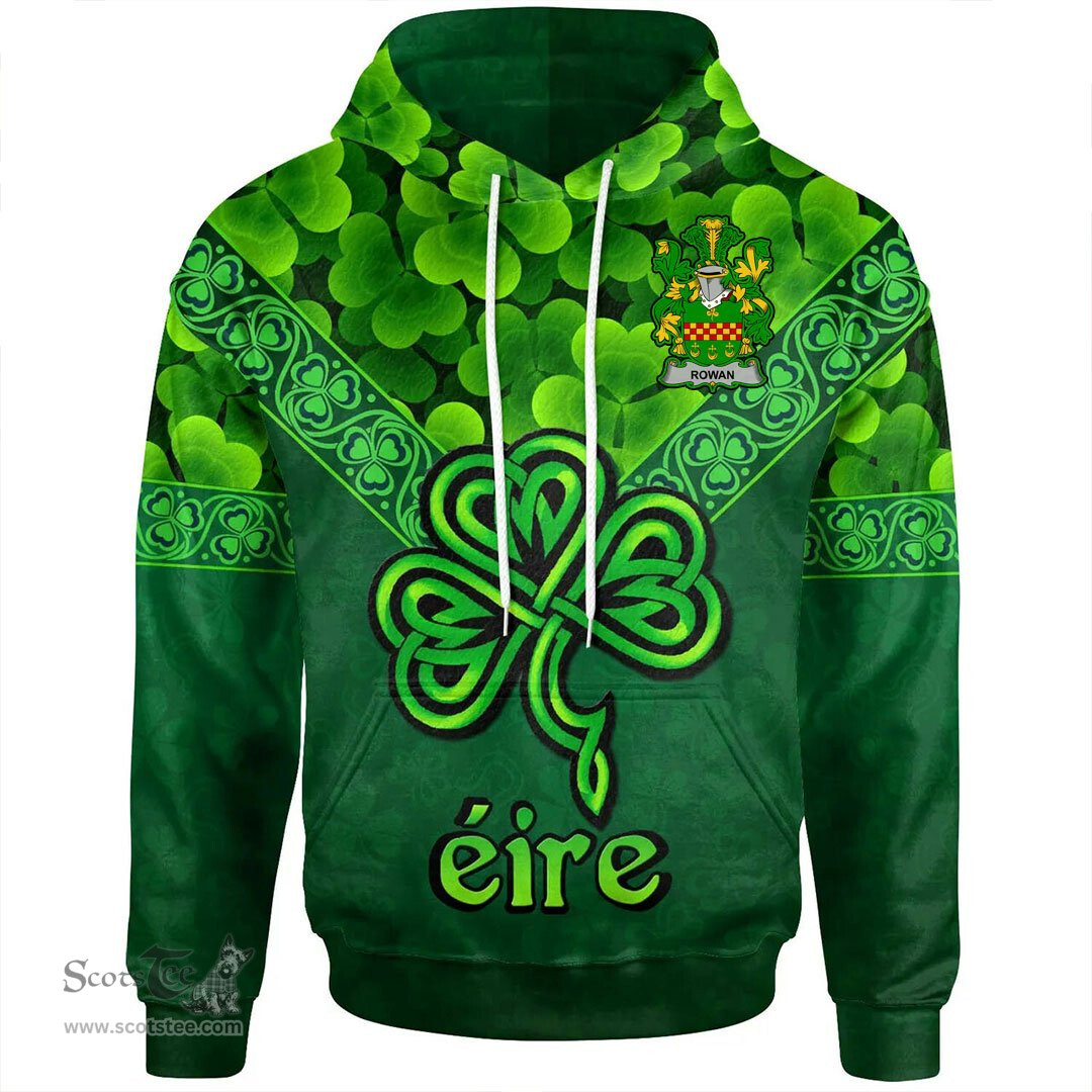 ScotsTee Shop Irish Rowan Coat of Arms Irish Hoodie Ireland Shamrock Triangle Style