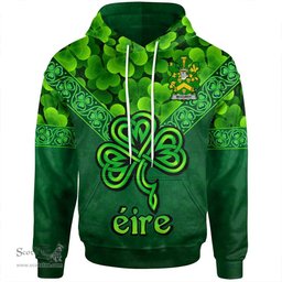 ScotsTee Shop Irish McCurdy or Curdy Coat of Arms Irish Hoodie Ireland Shamrock Triangle Style