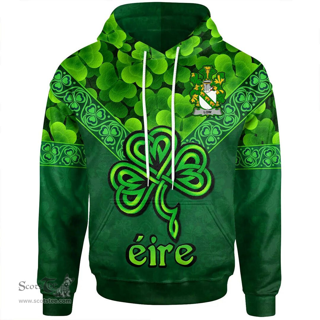 ScotsTee Shop Irish Low Coat of Arms Irish Hoodie Ireland Shamrock Triangle Style