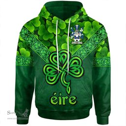 ScotsTee Shop Irish Lea or McLea Coat of Arms Irish Hoodie Ireland Shamrock Triangle Style
