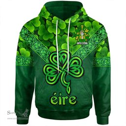 ScotsTee Shop Irish Reilly or O'Reilly Coat of Arms Irish Hoodie Ireland Shamrock Triangle Style