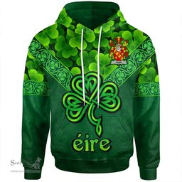ScotsTee Shop Irish Rowe Coat of Arms Irish Hoodie Ireland Shamrock Triangle Style