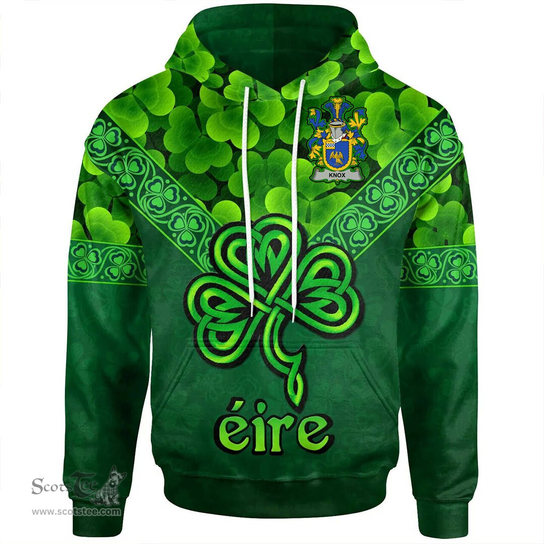 ScotsTee Shop Irish Knox Coat of Arms Irish Hoodie Ireland Shamrock Triangle Style