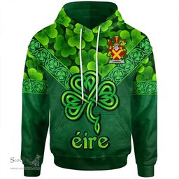ScotsTee Shop Irish Farren or O'Farren Coat of Arms Irish Hoodie Ireland Shamrock Triangle Style