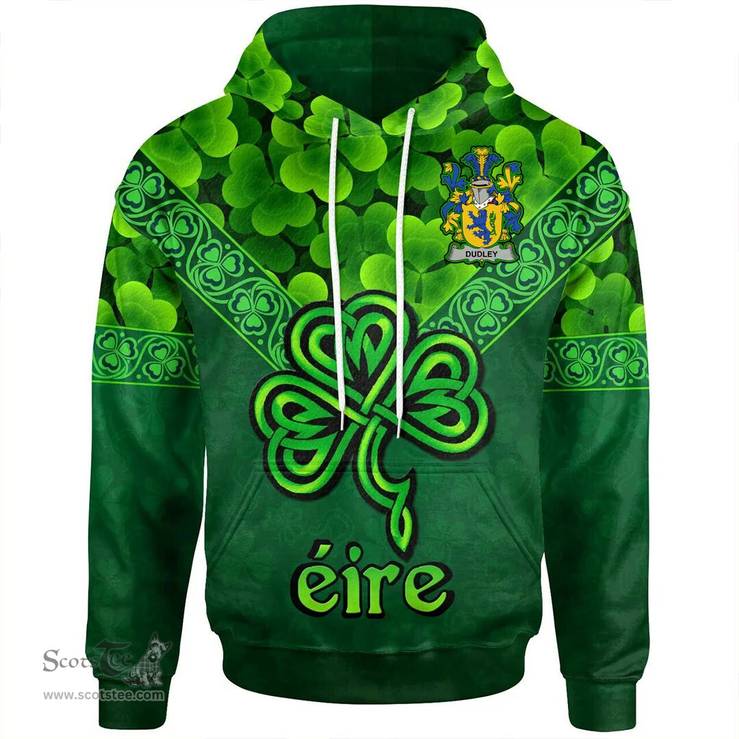 ScotsTee Shop Irish Dudley Coat of Arms Irish Hoodie Ireland Shamrock Triangle Style