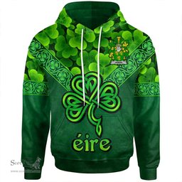 ScotsTee Shop Irish Horan or O'Horan Coat of Arms Irish Hoodie Ireland Shamrock Triangle Style