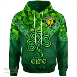 ScotsTee Shop Irish House of O'SHERIDAN Coat of Arms Irish Hoodie Ireland Shamrock Triangle Style