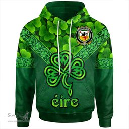 ScotsTee Shop Irish House of O'DALY Coat of Arms Irish Hoodie Ireland Shamrock Triangle Style
