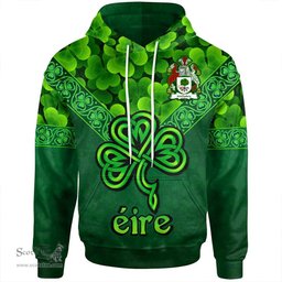 ScotsTee Shop Irish McCluskey Coat of Arms Irish Hoodie Ireland Shamrock Triangle Style