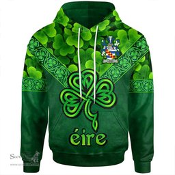 ScotsTee Shop Irish Leigh or McLaeghis Coat of Arms Irish Hoodie Ireland Shamrock Triangle Style