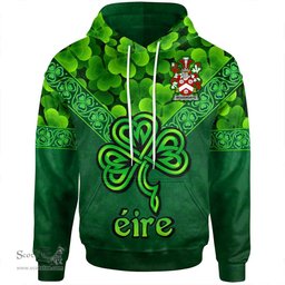 ScotsTee Shop Irish Woodroffe Coat of Arms Irish Hoodie Ireland Shamrock Triangle Style