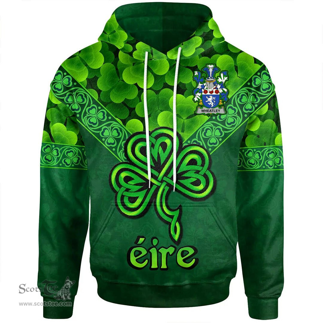 ScotsTee Shop Irish Wheatley Coat of Arms Irish Hoodie Ireland Shamrock Triangle Style