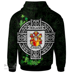 ScotsTee Shop Irish Branigan or O'Branagan Coat of Arms Irish Hoodie Celtic Ireland Coat Of Arms Badge Pewter Harp Pin