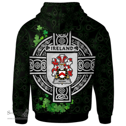 ScotsTee Shop Irish Behan Coat of Arms Irish Hoodie Celtic Ireland Coat Of Arms Badge Pewter Harp Pin