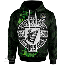ScotsTee Shop Irish Alexander Coat of Arms Irish Hoodie Celtic Ireland Coat Of Arms Badge Pewter Harp Pin