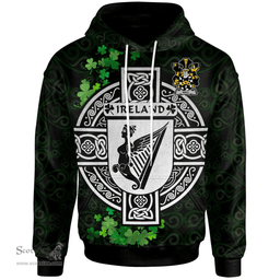ScotsTee Shop Irish Ball Coat of Arms Irish Hoodie Celtic Ireland Coat Of Arms Badge Pewter Harp Pin