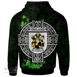 ScotsTee Shop Irish Brady or McBrady Coat of Arms Irish Hoodie Celtic Ireland Coat Of Arms Badge Pewter Harp Pin