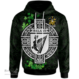 ScotsTee Shop Irish Barker Coat of Arms Irish Hoodie Celtic Ireland Coat Of Arms Badge Pewter Harp Pin