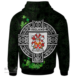 ScotsTee Shop Irish Allen Coat of Arms Irish Hoodie Celtic Ireland Coat Of Arms Badge Pewter Harp Pin