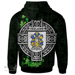 ScotsTee Shop Irish Beaumont Coat of Arms Irish Hoodie Celtic Ireland Coat Of Arms Badge Pewter Harp Pin