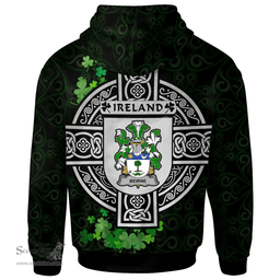 ScotsTee Shop Irish Beirne or O'Beirne Coat of Arms Irish Hoodie Celtic Ireland Coat Of Arms Badge Pewter Harp Pin