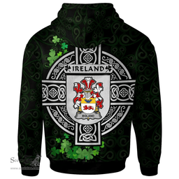 ScotsTee Shop Irish Boland or O'Boland Coat of Arms Irish Hoodie Celtic Ireland Coat Of Arms Badge Pewter Harp Pin