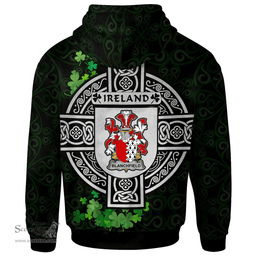ScotsTee Shop Irish Blanchfield Coat of Arms Irish Hoodie Celtic Ireland Coat Of Arms Badge Pewter Harp Pin