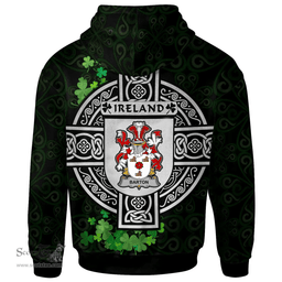 ScotsTee Shop Irish Barton Coat of Arms Irish Hoodie Celtic Ireland Coat Of Arms Badge Pewter Harp Pin