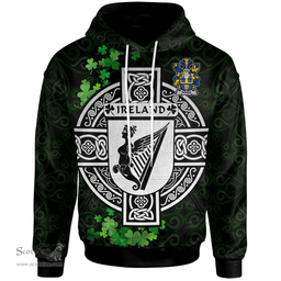 ScotsTee Shop Irish Bennis Coat of Arms Irish Hoodie Celtic Ireland Coat Of Arms Badge Pewter Harp Pin