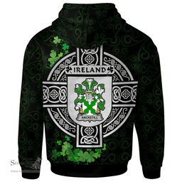 ScotsTee Shop Irish Ancketill Coat of Arms Irish Hoodie Celtic Ireland Coat Of Arms Badge Pewter Harp Pin