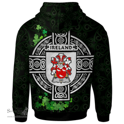 ScotsTee Shop Irish Ash Coat of Arms Irish Hoodie Celtic Ireland Coat Of Arms Badge Pewter Harp Pin
