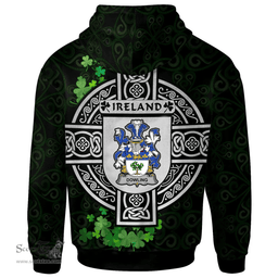 ScotsTee Shop Irish Dowling or O'Dowling Coat of Arms Irish Hoodie Celtic Ireland Coat Of Arms Badge Pewter Harp Pin