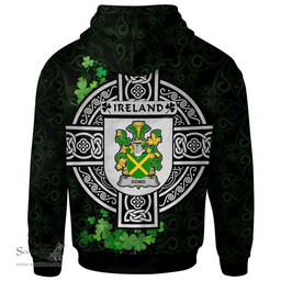 ScotsTee Shop Irish Dowd or O'Dowd Coat of Arms Irish Hoodie Celtic Ireland Coat Of Arms Badge Pewter Harp Pin
