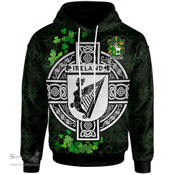 ScotsTee Shop Irish Connor or O'Connor (Sligo) Coat of Arms Irish Hoodie Celtic Ireland Coat Of Arms Badge Pewter Harp Pin