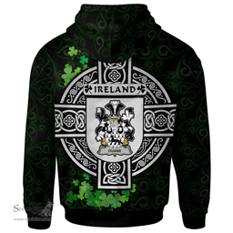 ScotsTee Shop Irish Duane or O'Devine Coat of Arms Irish Hoodie Celtic Ireland Coat Of Arms Badge Pewter Harp Pin