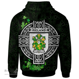 ScotsTee Shop Irish Duffy or O'Duffy Coat of Arms Irish Hoodie Celtic Ireland Coat Of Arms Badge Pewter Harp Pin