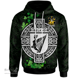 ScotsTee Shop Irish Echlin Coat of Arms Irish Hoodie Celtic Ireland Coat Of Arms Badge Pewter Harp Pin