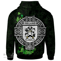 ScotsTee Shop Irish Collin Coat of Arms Irish Hoodie Celtic Ireland Coat Of Arms Badge Pewter Harp Pin