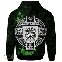 ScotsTee Shop Irish Finn or O'Finn Coat of Arms Irish Hoodie Celtic Ireland Coat Of Arms Badge Pewter Harp Pin
