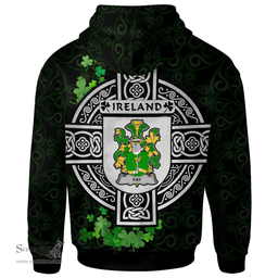 ScotsTee Shop Irish Fay or O'Fee Coat of Arms Irish Hoodie Celtic Ireland Coat Of Arms Badge Pewter Harp Pin
