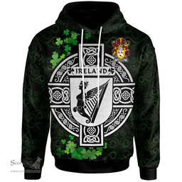 ScotsTee Shop Irish Cairnes Coat of Arms Irish Hoodie Celtic Ireland Coat Of Arms Badge Pewter Harp Pin