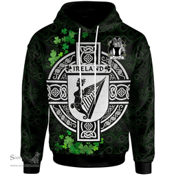 ScotsTee Shop Irish Connaughton Coat of Arms Irish Hoodie Celtic Ireland Coat Of Arms Badge Pewter Harp Pin