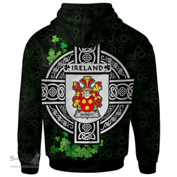 ScotsTee Shop Irish Burnett Coat of Arms Irish Hoodie Celtic Ireland Coat Of Arms Badge Pewter Harp Pin