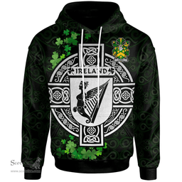 ScotsTee Shop Irish Curdy or McCurdy Coat of Arms Irish Hoodie Celtic Ireland Coat Of Arms Badge Pewter Harp Pin